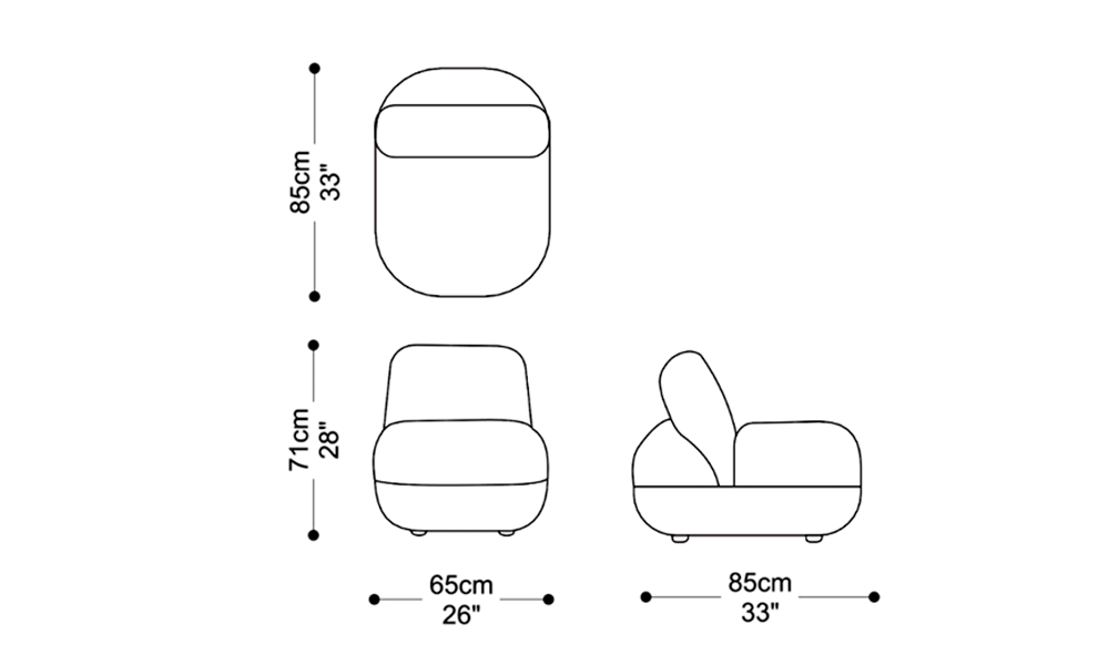 Image of the main dimensions of the product